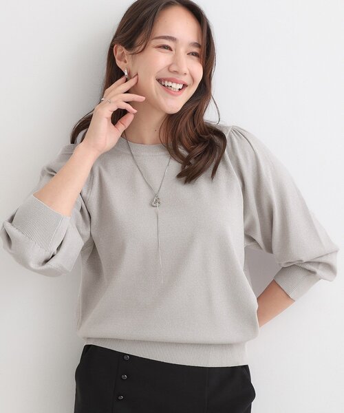 DRESKIP（ドレスキップ）の「【洗濯機可/S-LL/アンサンブル可】8分袖で手元を華奢に魅せる さらっとタッチニット（ニット/セーター・レディース・グレー/ブラック/ブラウン系/ベージュ/ピンク系/ブルー・01/02/03/04）」の2枚目の写真