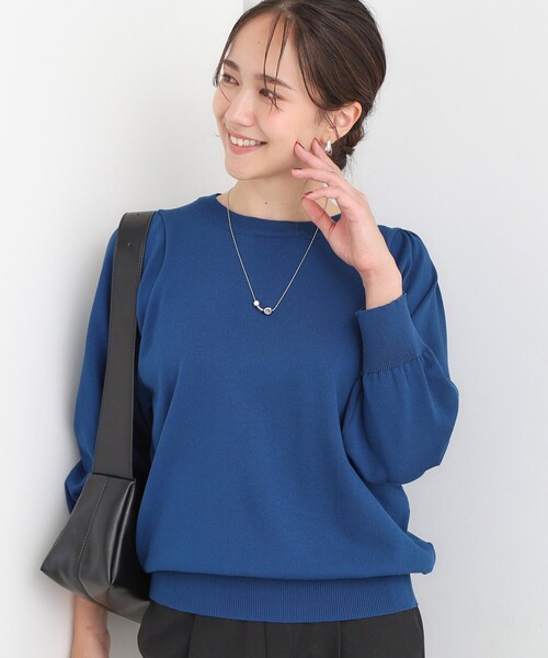 DRESKIP（ドレスキップ）の「【洗濯機可/S-LL/アンサンブル可】8分袖で手元を華奢に魅せる さらっとタッチニット（ニット/セーター・レディース・グレー/ブラック/ブラウン系/ベージュ/ピンク系/ブルー・01/02/03/04）」の5枚目の写真