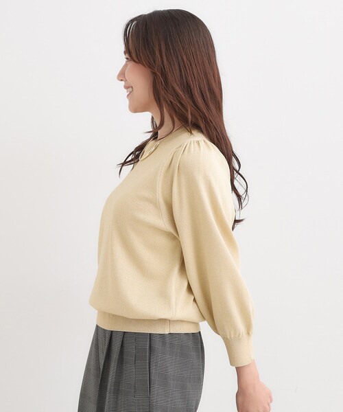 DRESKIP（ドレスキップ）の「【洗濯機可/S-LL/アンサンブル可】8分袖で手元を華奢に魅せる さらっとタッチニット（ニット/セーター・レディース・グレー/ブラック/ブラウン系/ベージュ/ピンク系/ブルー・01/02/03/04）」の14枚目の写真