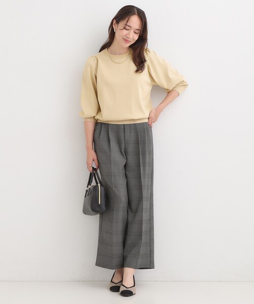 DRESKIP（ドレスキップ）の「【洗濯機可/S-LL/アンサンブル可】8分袖で手元を華奢に魅せる さらっとタッチニット（ニット/セーター・レディース・グレー/ブラック/ブラウン系/ベージュ/ピンク系/ブルー・01/02/03/04）」の15枚目の写真