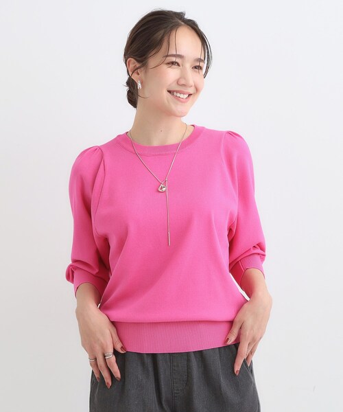 DRESKIP（ドレスキップ）の「【洗濯機可/S-LL/アンサンブル可】8分袖で手元を華奢に魅せる さらっとタッチニット（ニット/セーター・レディース・グレー/ブラック/ブラウン系/ベージュ/ピンク系/ブルー・01/02/03/04）」の17枚目の写真