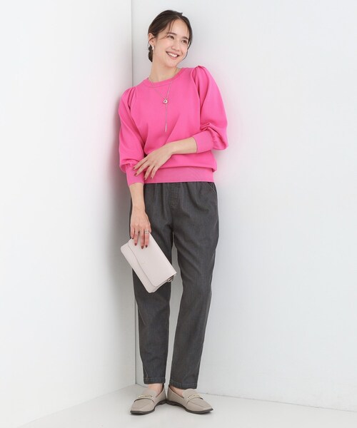 DRESKIP（ドレスキップ）の「【洗濯機可/S-LL/アンサンブル可】8分袖で手元を華奢に魅せる さらっとタッチニット（ニット/セーター・レディース・グレー/ブラック/ブラウン系/ベージュ/ピンク系/ブルー・01/02/03/04）」の19枚目の写真