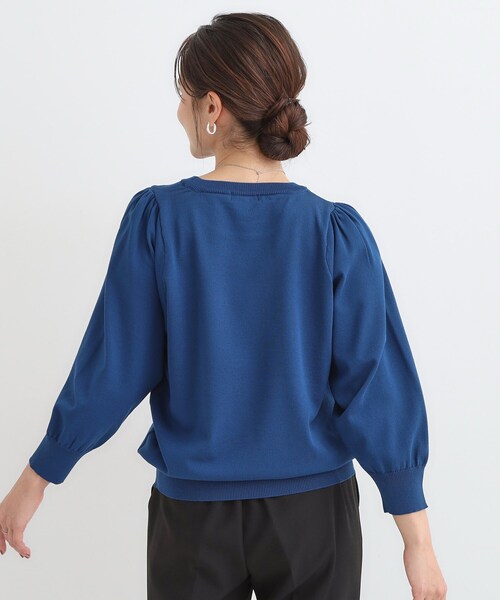 DRESKIP（ドレスキップ）の「【洗濯機可/S-LL/アンサンブル可】8分袖で手元を華奢に魅せる さらっとタッチニット（ニット/セーター・レディース・グレー/ブラック/ブラウン系/ベージュ/ピンク系/ブルー・01/02/03/04）」の22枚目の写真