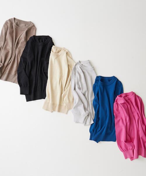 DRESKIP（ドレスキップ）の「【洗濯機可/S-LL/アンサンブル可】8分袖で手元を華奢に魅せる さらっとタッチニット（ニット/セーター・レディース・グレー/ブラック/ブラウン系/ベージュ/ピンク系/ブルー・01/02/03/04）」の9枚目の写真