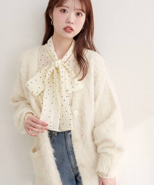 natural couture（ナチュラルクチュール）の「〈mizukoto〉ボウタイフリルブラウス（シャツ/ブラウス・レディース・ネイビー/ミント/その他1・FREE）」の12枚目の写真