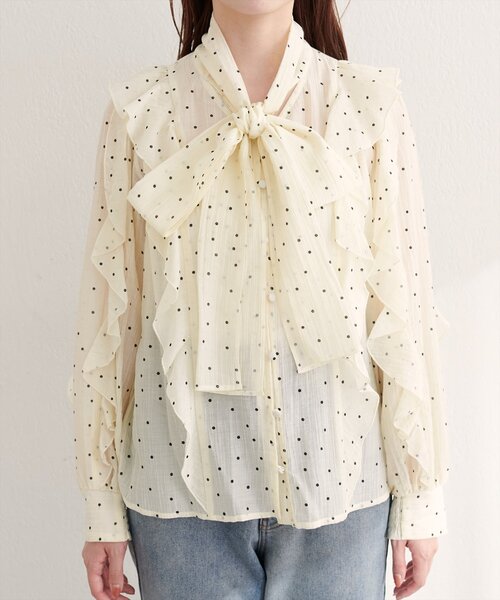 natural couture（ナチュラルクチュール）の「〈mizukoto〉ボウタイフリルブラウス（シャツ/ブラウス・レディース・ネイビー/ミント/その他1・FREE）」の13枚目の写真