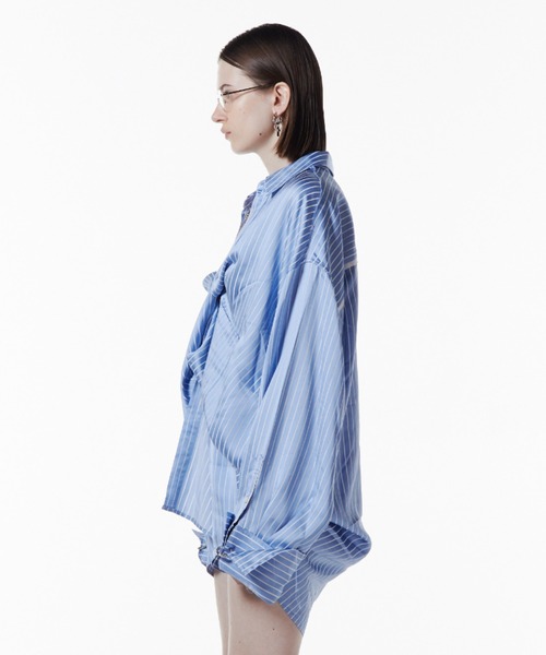 JOSEMOON SATIN STRIPE SHIRT/ジョゼムーンサテンストライプシャツ