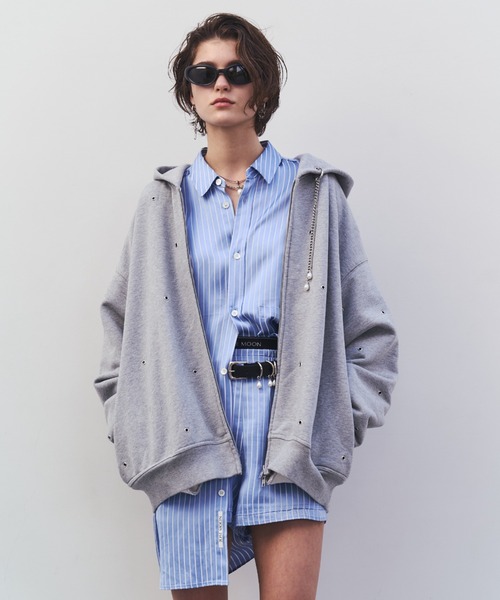 JOSE MOON(ジョゼムーン)の「JOSEMOON SATIN STRIPE SHIRT/ジョゼムーンサテンストライプシャツ(シャツ/ブラウス・レディース・ブラック/サックスブルー/ホワイト/ブラウン・FREE)」の16枚目の写真