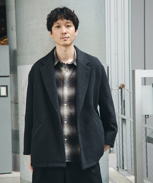 JOURNAL STANDARD（ジャーナルスタンダード）の「S140 ウール モッサ オーバー ジャケット（その他アウター・メンズ・グレー/ブラック系その他/ネイビー・MEDIUM/SMALL/LARGE）」の5枚目の写真