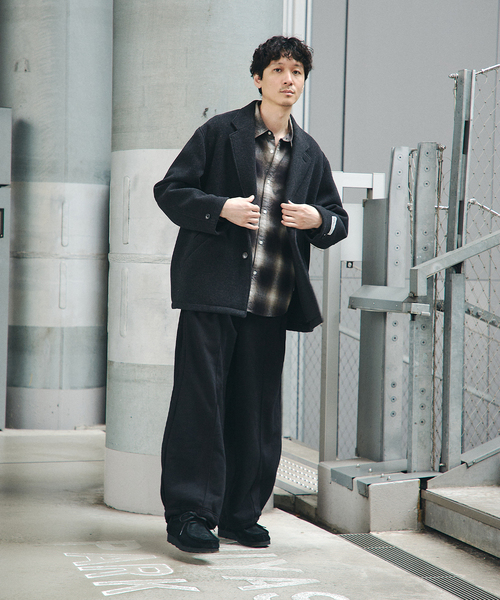 JOURNAL STANDARD（ジャーナルスタンダード）の「S140 ウール モッサ オーバー ジャケット（その他アウター・メンズ・グレー/ブラック系その他/ネイビー・MEDIUM/SMALL/LARGE）」の12枚目の写真