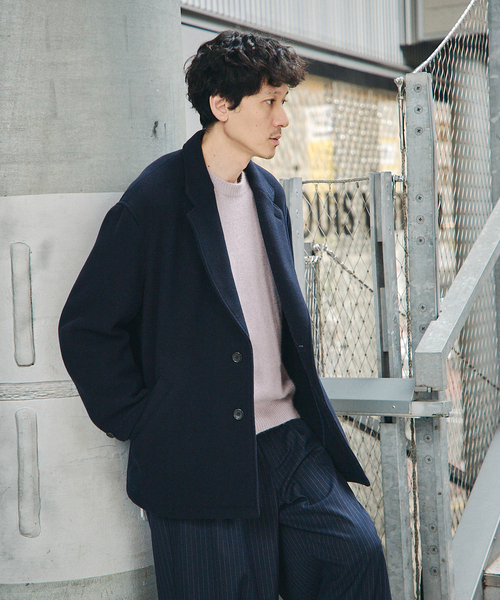 JOURNAL STANDARD（ジャーナルスタンダード）の「S140 ウール モッサ オーバー ジャケット（その他アウター・メンズ・グレー/ブラック系その他/ネイビー・MEDIUM/SMALL/LARGE）」の18枚目の写真