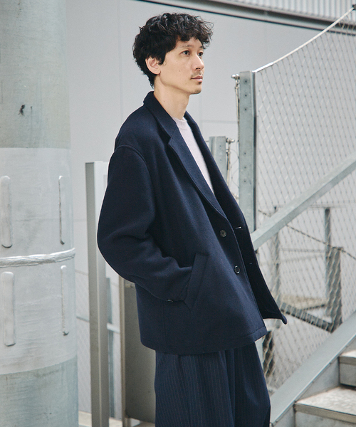 JOURNAL STANDARD（ジャーナルスタンダード）の「S140 ウール モッサ オーバー ジャケット（その他アウター・メンズ・グレー/ブラック系その他/ネイビー・MEDIUM/SMALL/LARGE）」の19枚目の写真