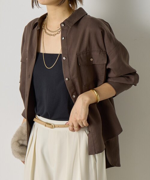 Jena espace merveilleux(ジェナ エスパスメルヴェイユ)の「【春まで着れる】袖タックダブルポケットシャツ(シャツ/ブラウス・レディース・チャコールグレー/ベージュ/ライトグレー・FREE)」の17枚目の写真