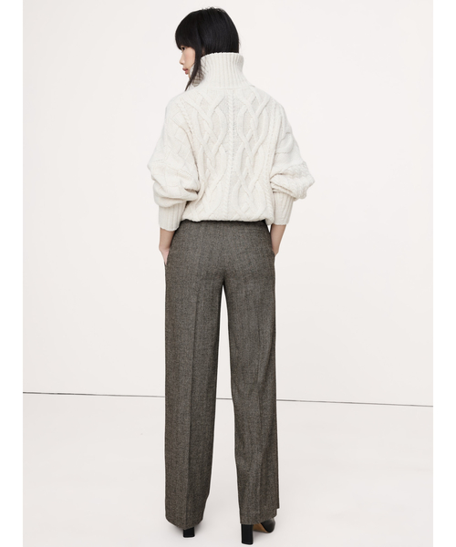 Banana Republic（バナナリパブリック）の「ワイドレッグ フランネル ドローストリング プルオンパンツ（その他パンツ・レディース・チェック/ブラウン/マルチ・M/S/L/XS）」の19枚目の写真