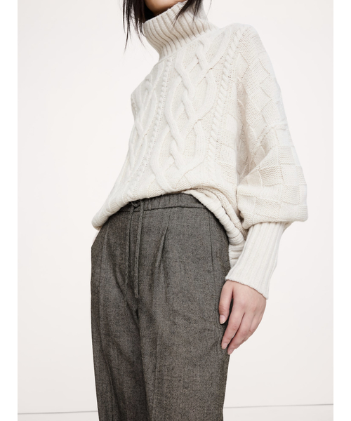 Banana Republic（バナナリパブリック）の「ワイドレッグ フランネル ドローストリング プルオンパンツ（その他パンツ・レディース・チェック/ブラウン/マルチ・M/S/L/XS）」の16枚目の写真