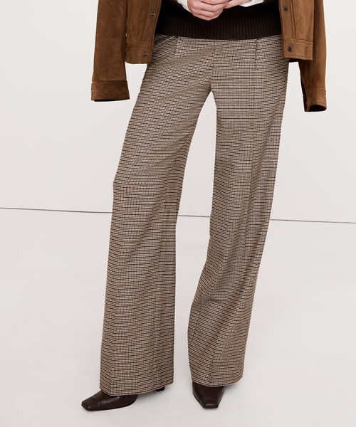 Banana Republic（バナナリパブリック）の「ワイドレッグ フランネル ドローストリング プルオンパンツ（その他パンツ・レディース・チェック/ブラウン/マルチ・M/S/L/XS）」の3枚目の写真