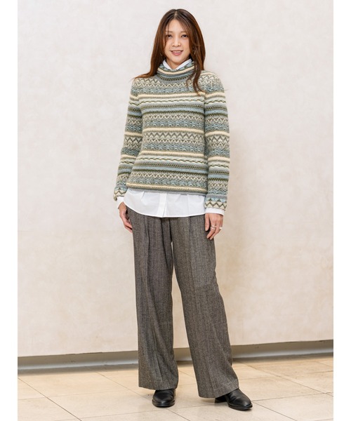 Banana Republic（バナナリパブリック）の「ワイドレッグ フランネル ドローストリング プルオンパンツ（その他パンツ・レディース・チェック/ブラウン/マルチ・M/S/L/XS）」の4枚目の写真