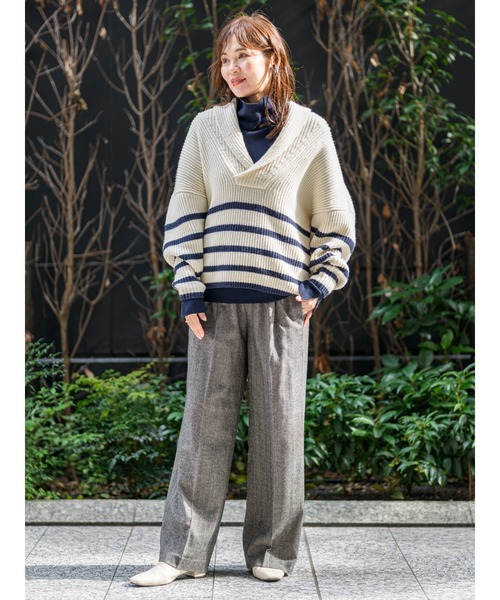 Banana Republic（バナナリパブリック）の「ワイドレッグ フランネル ドローストリング プルオンパンツ（その他パンツ・レディース・チェック/ブラウン/マルチ・M/S/L/XS）」の5枚目の写真