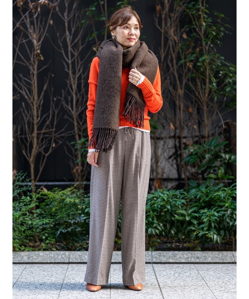 Banana Republic（バナナリパブリック）の「ワイドレッグ フランネル ドローストリング プルオンパンツ（その他パンツ・レディース・チェック/ブラウン/マルチ・M/S/L/XS）」の7枚目の写真