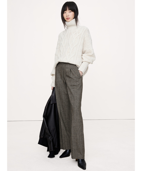 Banana Republic（バナナリパブリック）の「ワイドレッグ フランネル ドローストリング プルオンパンツ（その他パンツ・レディース・チェック/ブラウン/マルチ・M/S/L/XS）」の10枚目の写真