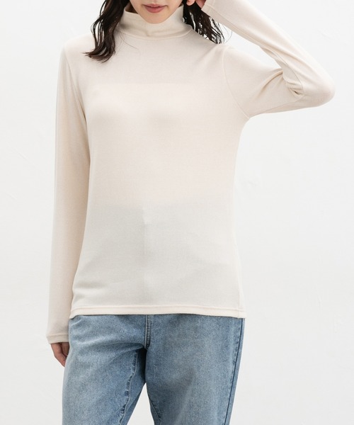 Honeys(ハニーズ)の「あったかタートルネック(Tシャツ/カットソー・レディース・オートミール/ブルー系1/ピンク系1/杢グレー/ブラウン系1・LL/L/S/M)」の2枚目の写真
