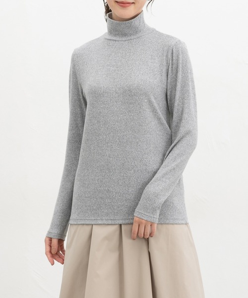 Honeys(ハニーズ)の「あったかタートルネック(Tシャツ/カットソー・レディース・オートミール/ブルー系1/ピンク系1/杢グレー/ブラウン系1・LL/L/S/M)」の12枚目の写真
