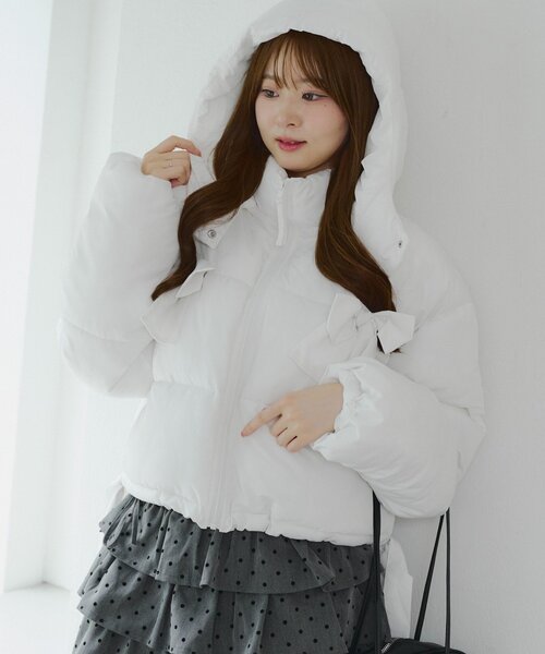 Another Branch olive des olive（アナザーブランチオリーブデオリーブ）の「2WAYリボン中綿ブルゾン（ブルゾン・レディース・ミント/ピンク/オフホワイト/ブラック/サックスブルー・FREE）」の21枚目の写真