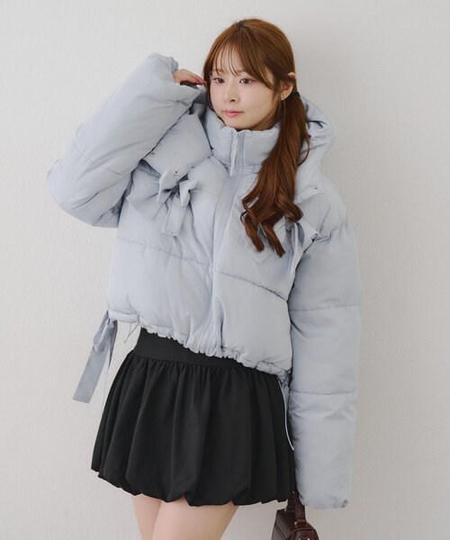 Another Branch olive des olive（アナザーブランチオリーブデオリーブ）の「2WAYリボン中綿ブルゾン（ブルゾン・レディース・ミント/ピンク/オフホワイト/ブラック/サックスブルー・FREE）」の18枚目の写真