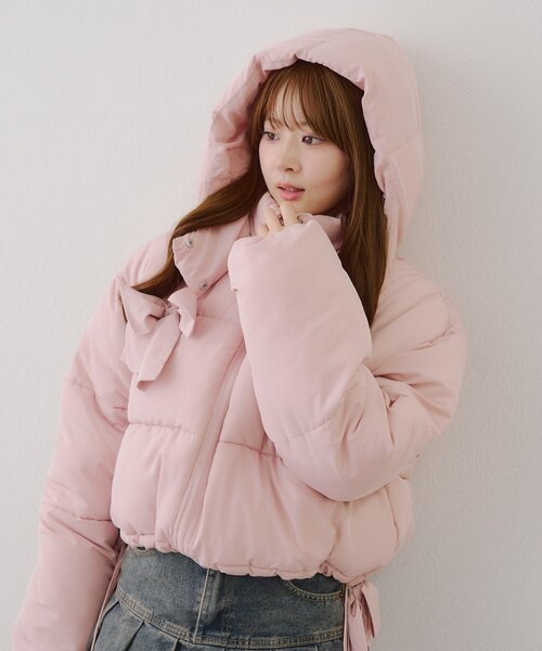 Another Branch olive des olive（アナザーブランチオリーブデオリーブ）の「2WAYリボン中綿ブルゾン（ブルゾン・レディース・ミント/ピンク/オフホワイト/ブラック/サックスブルー・FREE）」の11枚目の写真