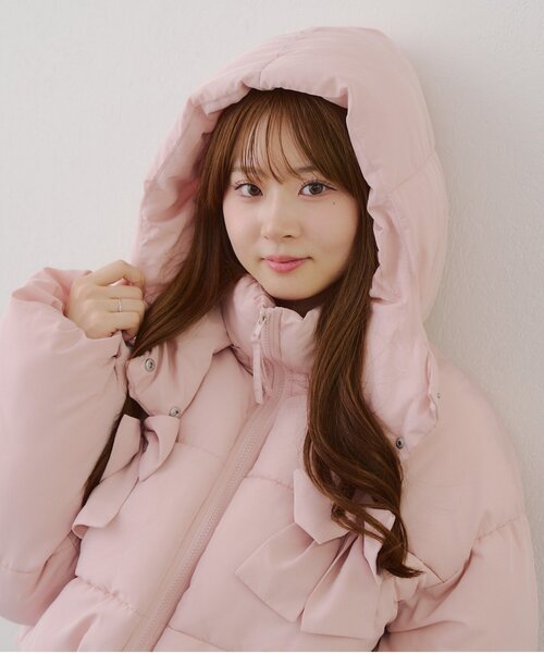 Another Branch olive des olive（アナザーブランチオリーブデオリーブ）の「2WAYリボン中綿ブルゾン（ブルゾン・レディース・ミント/ピンク/オフホワイト/ブラック/サックスブルー・FREE）」の9枚目の写真