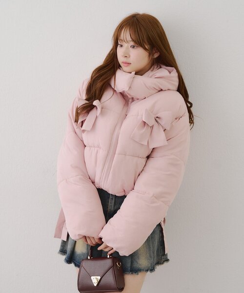 Another Branch olive des olive（アナザーブランチオリーブデオリーブ）の「2WAYリボン中綿ブルゾン（ブルゾン・レディース・ミント/ピンク/オフホワイト/ブラック/サックスブルー・FREE）」の16枚目の写真