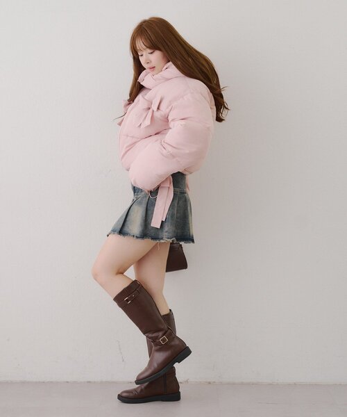 Another Branch olive des olive（アナザーブランチオリーブデオリーブ）の「2WAYリボン中綿ブルゾン（ブルゾン・レディース・ミント/ピンク/オフホワイト/ブラック/サックスブルー・FREE）」の15枚目の写真