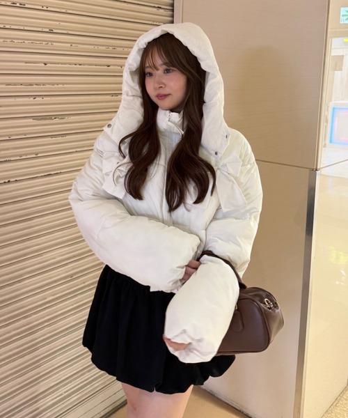 Another Branch olive des olive（アナザーブランチオリーブデオリーブ）の「2WAYリボン中綿ブルゾン（ブルゾン・レディース・ミント/ピンク/オフホワイト/ブラック/サックスブルー・FREE）」の2枚目の写真