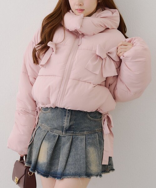 Another Branch olive des olive（アナザーブランチオリーブデオリーブ）の「2WAYリボン中綿ブルゾン（ブルゾン・レディース・ミント/ピンク/オフホワイト/ブラック/サックスブルー・FREE）」の5枚目の写真