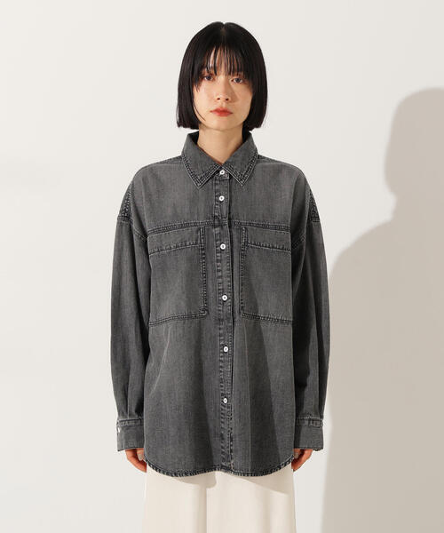 N.（N. Natural Beauty Basic）（エヌエヌナチュラルビューティーベーシック）の「デニムオーバーシャツ（シャツ/ブラウス・レディース・ブラック/ブルー/キャメル・MEDIUM）」の12枚目の写真
