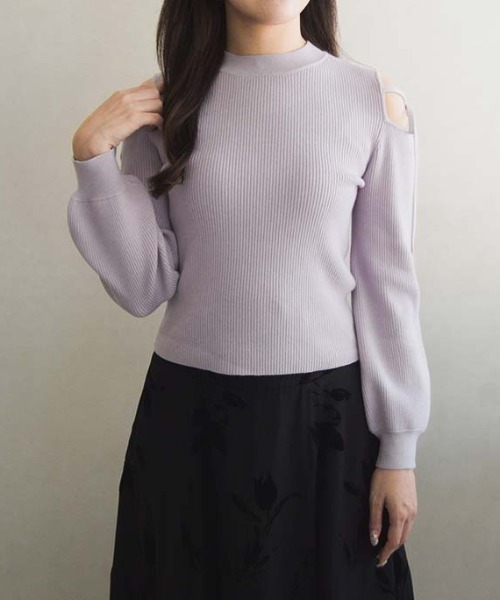 MISCH MASCH(ミッシュマッシュ)の「肩開きリボンニット(ニット/セーター・レディース・ブラック/ホワイト/ラベンダー・フリ-)」の16枚目の写真