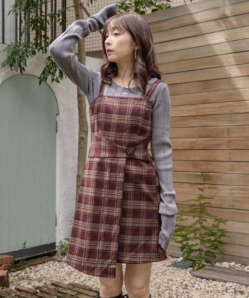 mideal(マイディール)の「check mini onepiece / チェックミニワンピース(ワンピース・レディース・ボルドー/ブラック・FREE)」の13枚目の写真