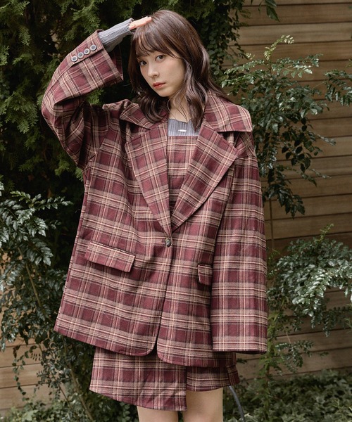 mideal(マイディール)の「check mini onepiece / チェックミニワンピース(ワンピース・レディース・ボルドー/ブラック・FREE)」の7枚目の写真
