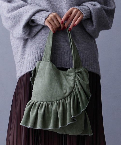 NICOLE white（ニコルホワイト）の「フリルトートバッグ（ショルダーバッグ・レディース・チャコール/ベージュ/ミント・FREE）」の3枚目の写真