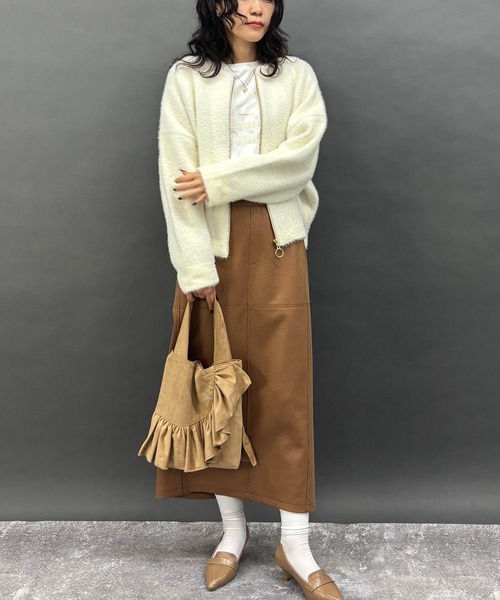 NICOLE white（ニコルホワイト）の「フリルトートバッグ（ショルダーバッグ・レディース・チャコール/ベージュ/ミント・FREE）」の7枚目の写真