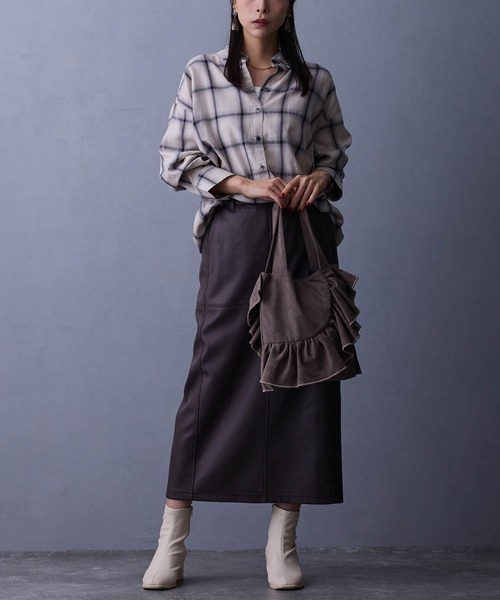 NICOLE white（ニコルホワイト）の「フリルトートバッグ（ショルダーバッグ・レディース・チャコール/ベージュ/ミント・FREE）」の9枚目の写真