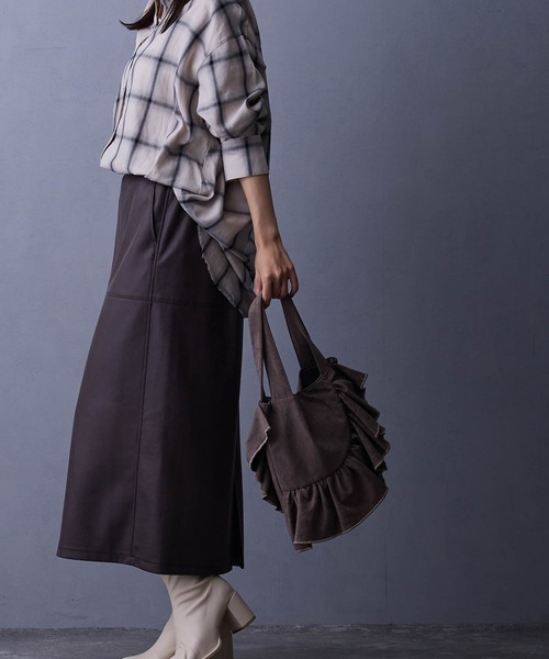 NICOLE white（ニコルホワイト）の「フリルトートバッグ（ショルダーバッグ・レディース・チャコール/ベージュ/ミント・FREE）」の11枚目の写真