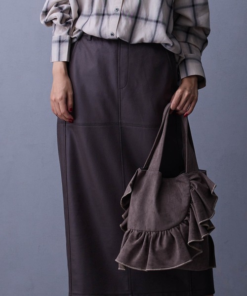 NICOLE white（ニコルホワイト）の「フリルトートバッグ（ショルダーバッグ・レディース・チャコール/ベージュ/ミント・FREE）」の12枚目の写真