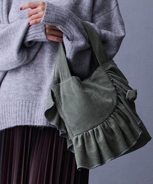 NICOLE white（ニコルホワイト）の「フリルトートバッグ（ショルダーバッグ・レディース・チャコール/ベージュ/ミント・FREE）」の16枚目の写真