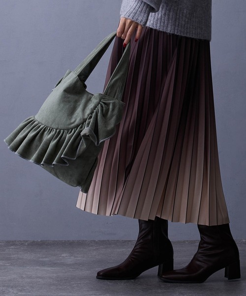 NICOLE white（ニコルホワイト）の「フリルトートバッグ（ショルダーバッグ・レディース・チャコール/ベージュ/ミント・FREE）」の17枚目の写真