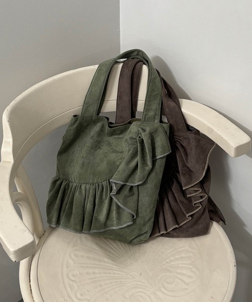 NICOLE white（ニコルホワイト）の「フリルトートバッグ（ショルダーバッグ・レディース・チャコール/ベージュ/ミント・FREE）」の20枚目の写真