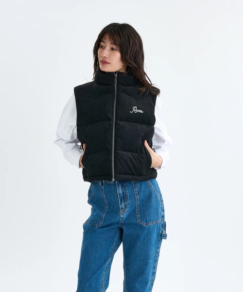 RVCA(ルーカ)の「RVCA レディース DEVON SUEDET PUFFER VEST ベスト 【2025年秋冬モデル】 @autumn/ルーカエコスエード中綿ベスト(ベスト・レディース・ブラック/ブラウン系その他・MEDIUM/SMALL/LARGE)」の1枚目の写真