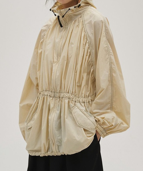 トゥデイフル Nylon Gather Blouson アイボリー　38 TODAYFUL（トゥデイフル）の「【TODAYFUL/トゥデイフル】Nylon Gather