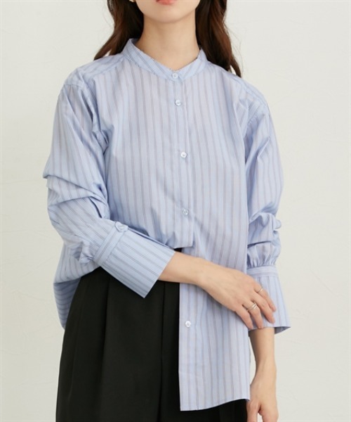 nissen（ニッセン）の「ワイドカフスオーバーサイズシャツ（シャツ/ブラウス・レディース・ブルー/グリーン/ブラウン・M/L/LL）」の3枚目の写真