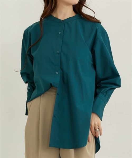 nissen（ニッセン）の「ワイドカフスオーバーサイズシャツ（シャツ/ブラウス・レディース・ブルー/グリーン/ブラウン・M/L/LL）」の2枚目の写真